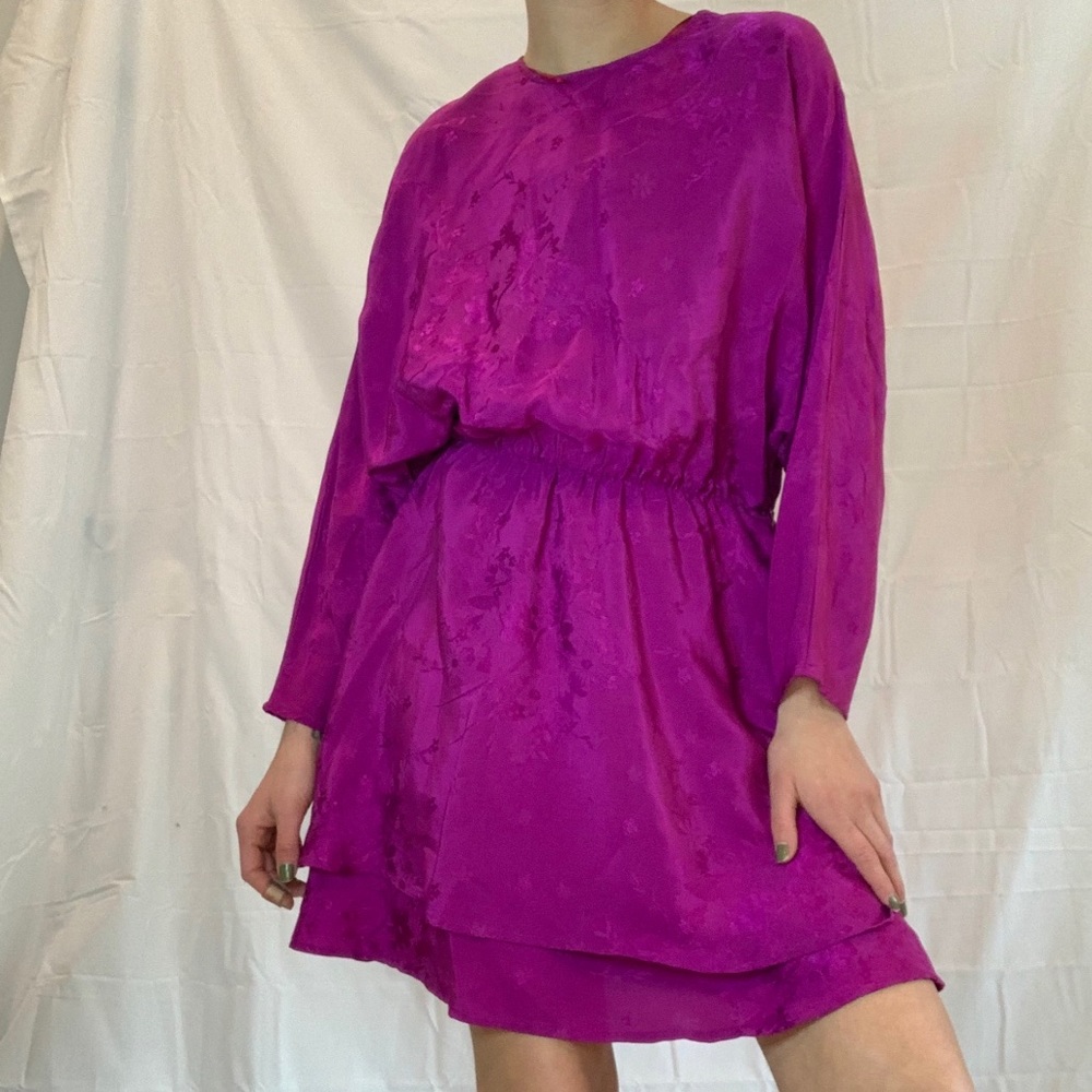 ZARA PURPLE JACQUARD MINI DRESS